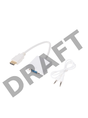 Переходник штекер HDMI - гнездо VGA, провод + шнур стерео 3,5 мм  REXANT