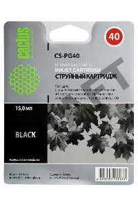 Картридж струйный Cactus CS-PG40 черный для Canon Pixma MP150/ MP160/ MP170/ MP180 (18ml)