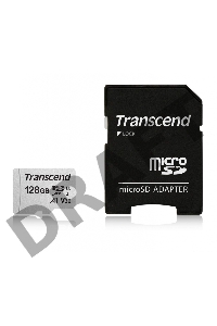 Флеш карта Transcend Micro SecureDigital 128Gb MicroSDXC Class 10 UHS-I U3, SD adapter}(TS128GUSD300S-A)