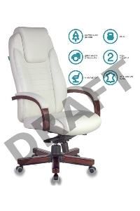 Кресло руководителя Бюрократ T-9923WALNUT/IVORY слоновая кость кожа крестовина дерево