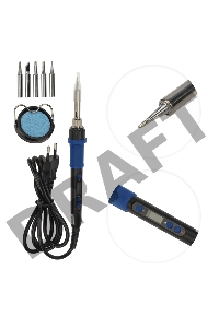 Паяльник REXANT, подставка, набор из 5 жал, цифровой, керамический нагреватель, 200-500 °C, 220 В/65 Вт