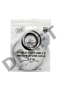 Кабель Gembird/Cablexpert CC-5PUSB2D-0.3M Кабель USB 2.0 , мультиразъем USB, AM/miniB 5P, 30sm, пакет 