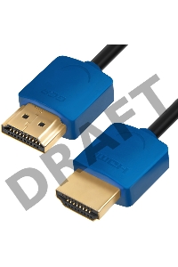 Greenconnect Кабель SLIM 0.5m HDMI 2.0, синие коннекторы Slim, OD3.8mm, HDR 4:2:2, Ultra HD, 4K 60 fps 60Hz, 3D, AUDIO, 18.0 Гбит/с, 32/32 AWG, GCR-51585 Greenconnect Кабель SLIM 0.5m HDMI 2.0, синие коннекторы Slim, OD3.8mm, HDR 4:2:2, Ultra HD, 4K 60 fp