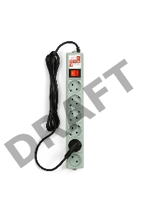 Фильтр-удлинитель Power Cube 3,0 м 6 розеток (серый) 10А/2,2кВт