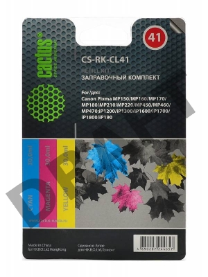 Заправочный набор Cactus CS-RK-CL41 цветной (3x30мл) Canon MP150/MP160/MP170/MP180/MP210