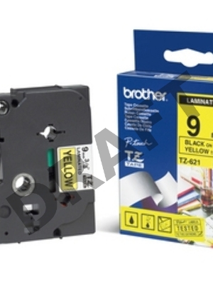 Наклейка ламинированная TZ-E621 (9 мм черн/желт, аналог TZ-621)