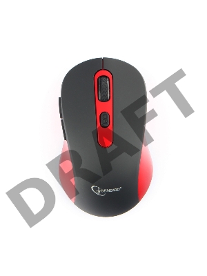 Мышь беспров. Gembird MUSW-221-R, чёрный/красный, 5кн.+колесо-кнопка, 800/1200/1600DPI, 2.4ГГц