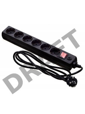 Сетевой фильтр Buro 600SH-16-1.8-B 1.8м (6 розеток) черный (коробка)