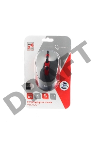 Мышь беспров. Gembird MUSW-221-R, чёрный/красный, 5кн.+колесо-кнопка, 800/1200/1600DPI, 2.4ГГц