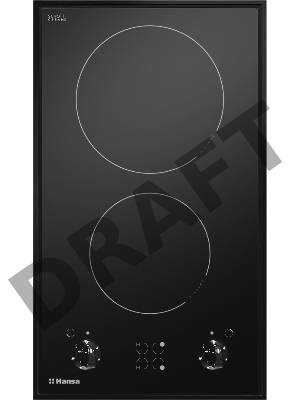 Варочная поверхность электрическая HANSA BHCS31116 / 30 x 51 см, стеклокерамика, 2 конфорки, черная