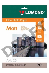 Фотобумага LOMOND Односторонняя Матовая, 90г/м2, A4 (21X29,7)/25л. для струйной печати