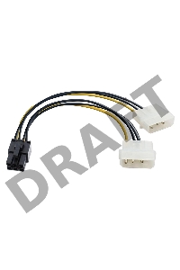 Переходник питания PCI-Express 6pin (от 2х разъемов Molex (IDE) блока питания), 15см Exegate EX138937RUS