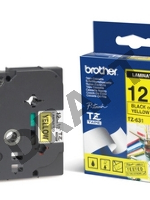 Наклейка ламинированная Brother TZe-631 (12 мм черн/желт, аналог TZ-631)