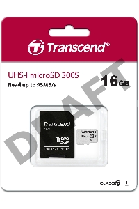 Флеш карта Micro SecureDigital 16Gb Transcend  TS16GUSD300S-A  {MicroSDHC Class 10 UHS-I, SD adapter}