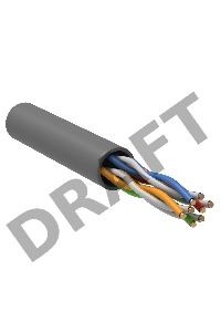 Кабель связи витая пара U/UTP, кат.5E, 4 пары 24AWG solid, 305м, ПВХ, серый