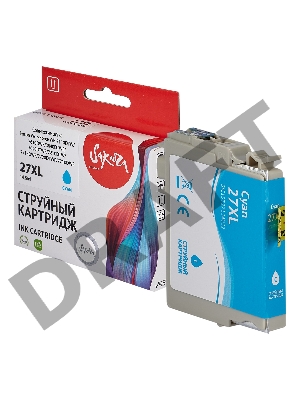 Струйный картридж Sakura C13T27124022 (27XL Cyan) для Epson, голубой, 14,6 мл., 1100 к.