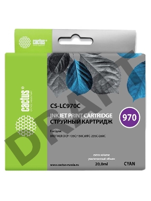 Картридж струйный Cactus CS-LC970C голубой для Brother DCP-135C/150C/MFC-235C (20ml)