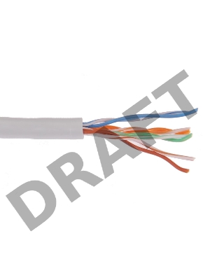 Кабель связи витая пара U/UTP, кат.5E, 4 пары 24AWG solid, 305м, ПВХ, серый
