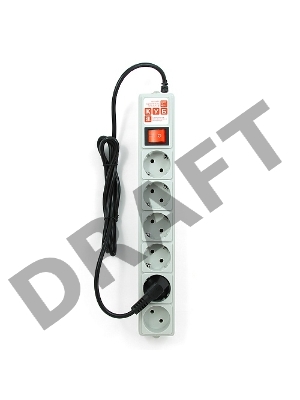 Фильтр-удлинитель Power Cube 1,9 м 6 розеток (серый) 10А/2,2кВт