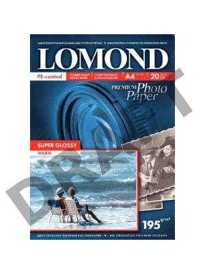 Фотобумага LOMOND cуперглянцевая тепло-белая (Super Glossy Warm) микропористая, 195/A4/20л.   (К)