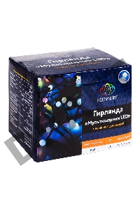 Гирлянда Мультишарики Ø23 мм, 10 м, черный каучук, 80 LED, свечение с динамикой, цвет RGB