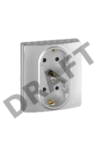 Розетка 2x2К+З, защ. шт., алюминий ETIKA 