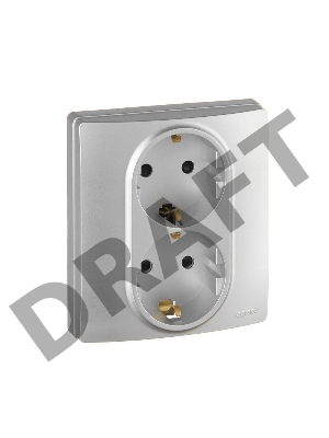 Розетка 2x2К+З, защ. шт., алюминий ETIKA 