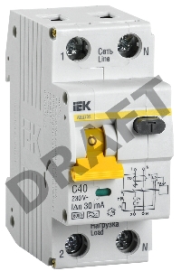 Выключатель автоматический дифференциального тока 2п (1P+N) C 40А 30мА тип A 6кА АВДТ-32 ИЭК MAD22-5-040-C-30