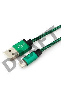 Кабель Gembird  USB 2.0 Cablexpert CC-ApUSB2gn1m, AM/Lightning 8P, 1м, нейлоновая оплетка, алюминиевые разъемы, зеленый, пакет