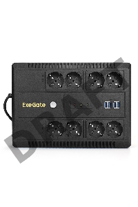 ИБП ExeGate NEO NNB-600.LED.AVR.8SH.CH <600VA/360W, LED, AVR, 8*Schuko, 4*USB-порта для зарядки, Black>