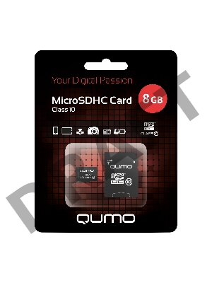 Флэш карта Micro SecureDigital 8Gb QUMO QM8GMICSDHC10 {MicroSDHC Class 10, SD adapter}