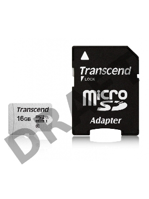 Флеш карта Micro SecureDigital 16Gb Transcend  TS16GUSD300S-A  {MicroSDHC Class 10 UHS-I, SD adapter}