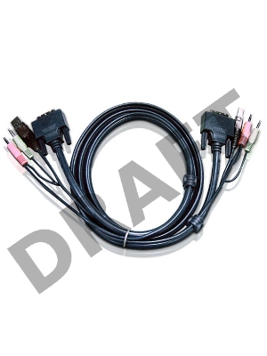 Шнур, мон+клав+мышь USB+аудио, DVI-I Single Link+USB A-Тип+2xRCA=>DVI-I Single Link+USB B-Тип+2xRCA, Male-Male, опрессованный,   3 метр., черный, CABLE DVI-I/USBA/SP.MC-DVI/USB B
