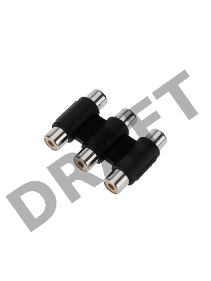 Переходник 3 гнезда RCA - 3 гнезда RCA, тринокль  REXANT