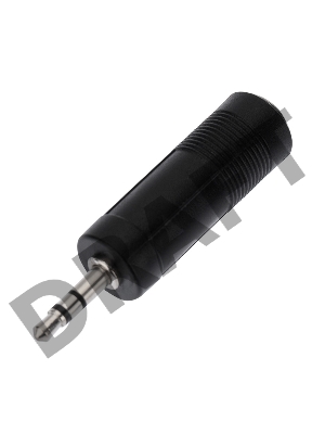 Переходник штекер стерео 3,5 мм - гнездо стерео 6,3 мм,  пластик  REXANT