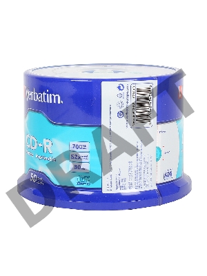 Диск CD-R Verbatim 700 Mb, 52x, Cake Box (50), DL+, Full Ink Printable (50/200)