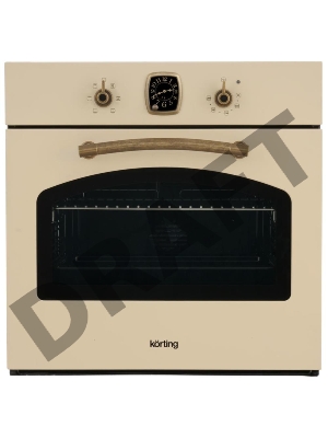 Встраиваемая электрическая духовка Korting OKB 460 RB / 59.8 х 59.5 x 56 см, 6 режимов нагрева, аналоговые часы в классическом стиле Frank Muller, таймер, слоновая кость+бронза