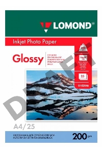 Фотобумага LOMOND Одностороняя Глянцевая, 200г/м2,A4 (21X29,7)/25л. для струйной печати