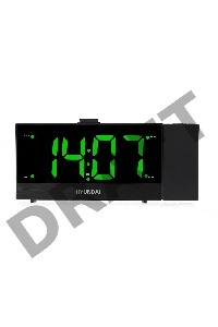 Радиобудильник Hyundai H-RCL243 черный LCD проек.изоб. подсв:зеленая часы:цифровые FM