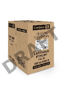 Кабель ExeGate FTP 4 пары кат.5e медь, 24AWG, экран, бухта 305м, серый, PVC