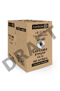 Кабель ExeGate FTP 4 пары кат.5e медь, 24AWG, экран, бухта 305м, серый, PVC