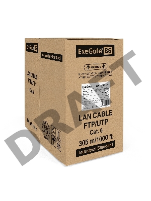 Кабель ExeGate FTP 4 пары кат.6 медь, 23AWG, экран, бухта 305м, серый, PVC