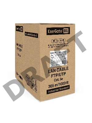 Кабель ExeGate SFTP 4 пары кат.5e медь, 24AWG, экран, бухта 305м, серый, PVC