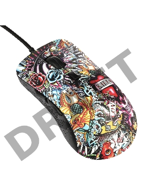 Мышь Qumo  Splash M40, проводная, оптическая, 6 кноп., подсв. 7 цв., 1200/1600/2400/3200 dpi, waterprinting