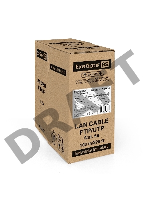 Кабель ExeGate Special UTP 4 пары кат.5e CCA, 26AWG, бухта 100м, серый, PVC