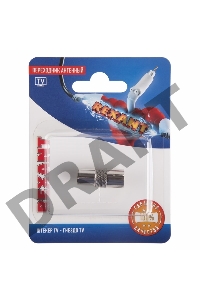 Переходник антенный, (штекер TV - гнездо TV), (1шт.)  REXANT