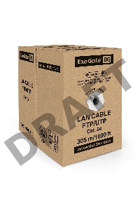 Кабель ExeGate UTP 2 пары кат.5e медь, 24AWG, бухта 305м, серый, PVC