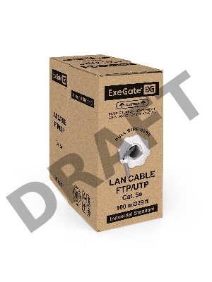Кабель ExeGate UTP 4 пары кат.5e CCA, 24AWG, бухта 100м, серый, PVC