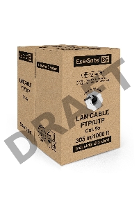 Кабель ExeGate UTP 4 пары кат.5e CCA, 24AWG, внешн., без троса, бухта 305м, черн., PE