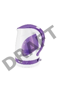 Чайник электрический BBK EK1700P 2200Вт, 1,7литра, пластик, дисковый нагр. элемент, LED подсветка, белый/фиолетовый